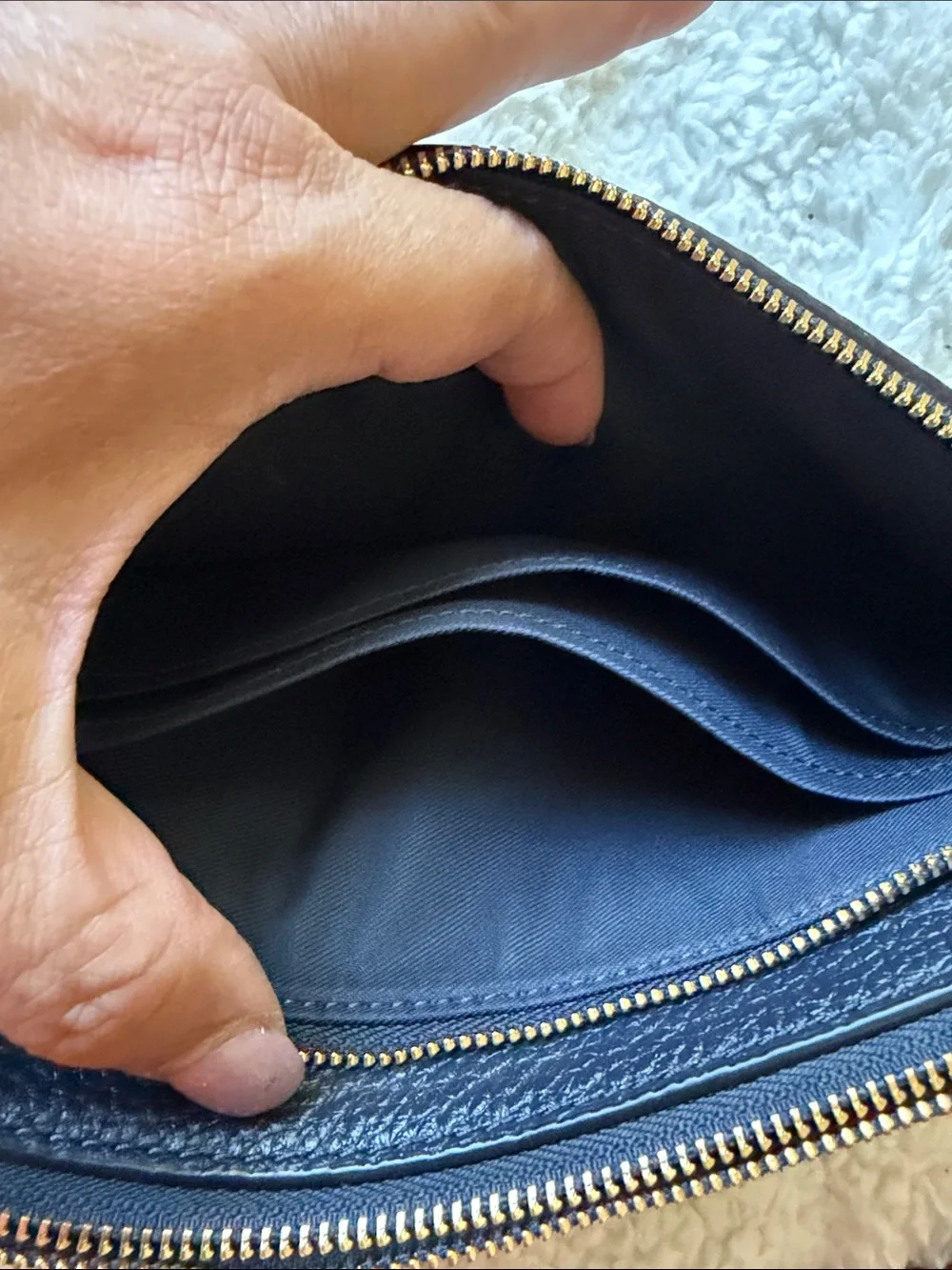 Coach Black Pebbled Leather Wristlet with Gold Logo